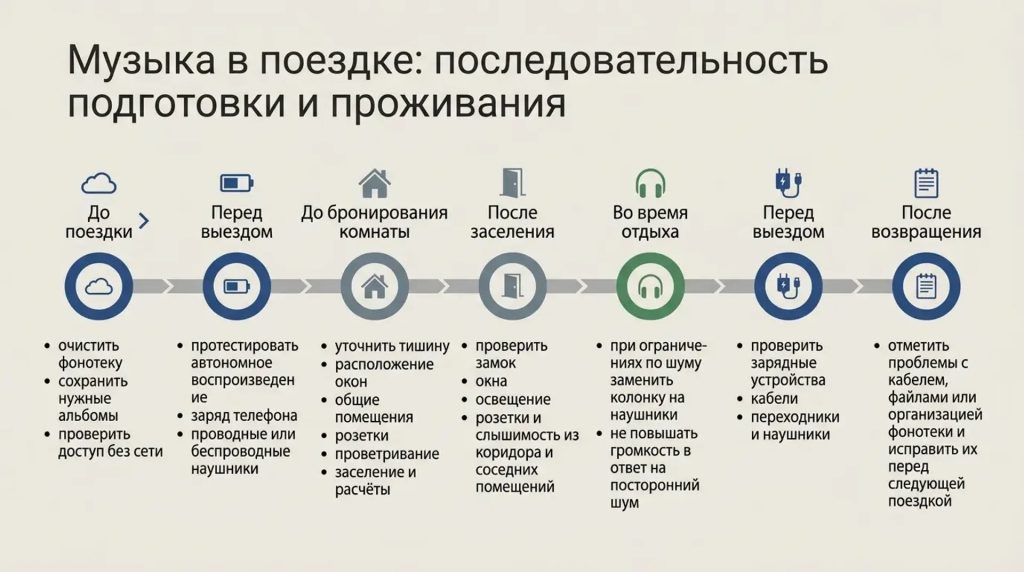 Музыка в поездке: последовательность подготовки и проживания